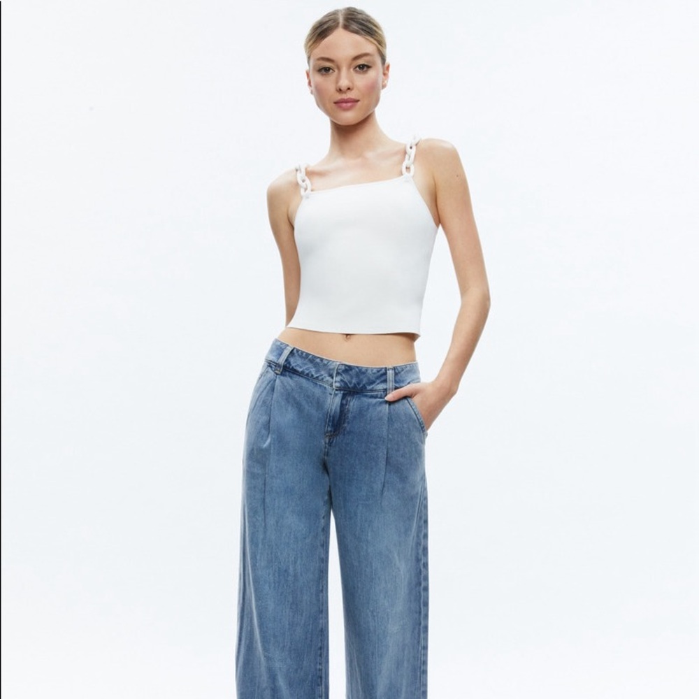 Alice + Olivia White Crop Top